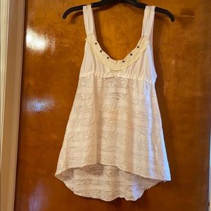 Free People White Lace Cut Out Top